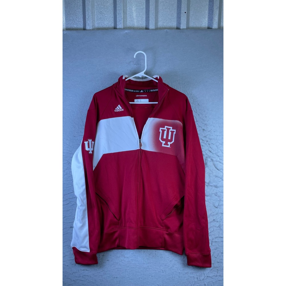 Adidas Track Jacket Mens Small Red Excellent Indiana Hoosiers Climawarm Zip